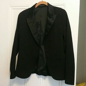 [Theory] black satin lapel blazer